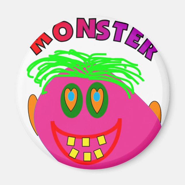 Monster Kids spendet "Adorable Pink Monster Art" Magnet (Vorne)