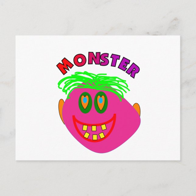 Monster Kids spendet "Adorable Pink Monster Art" Postkarte (Vorderseite)