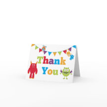 Monster-Kindergeburtstag Danke-Karten