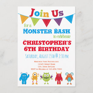 Monster-Kindergeburtstag-Party Einladungen