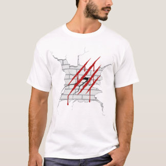 Monster-Klauen-Schlag auf gesprungener Wand T-Shirt