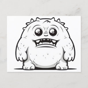 Monster Kontur Sketch Klein Postkarte