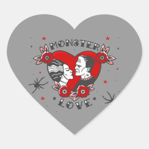 Monster-Liebe Rockabilly Frankenstein Valentinstag Herz-Aufkleber