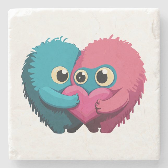 Monster-Liebe Steinuntersetzer (Vorderseite)