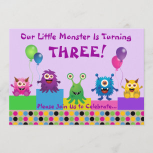Monster (Lila) Einladung