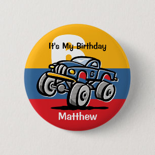 Monster-LKW-6. Geburtstag Button