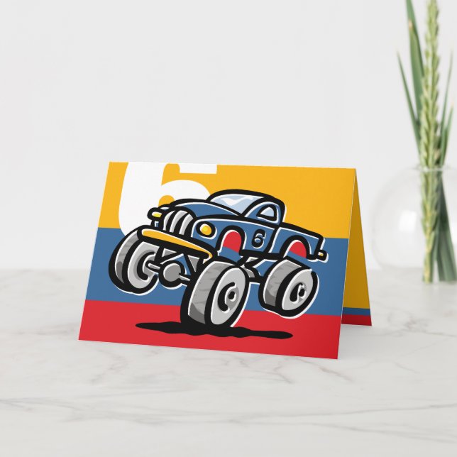 Monster-LKW-6. Geburtstag Karte (Vorderseite)