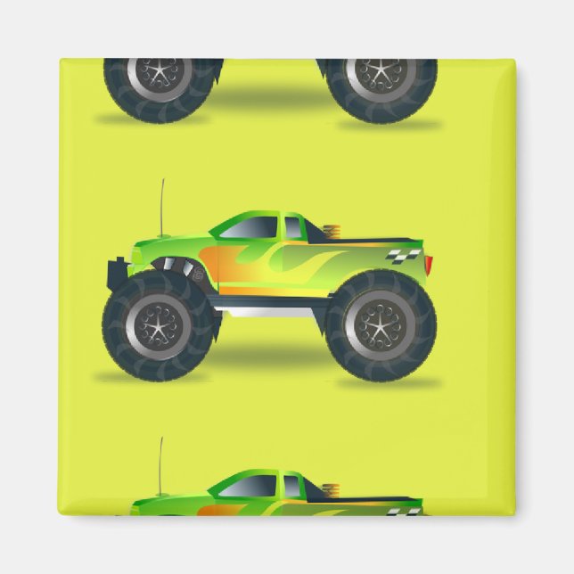 Monster-LKW auf Kalkgrün Magnet (Vorne)