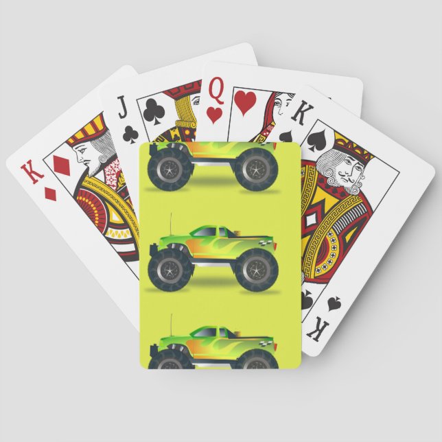 Monster-LKW auf Kalkgrün Spielkarten (Rückseite)