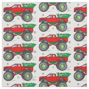 Monster-LKW, der Weihnachtsbaum in den Schnee Stoff