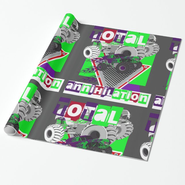 Monster-LKW-Kinder cool Geschenkpapier (Ungerollt)