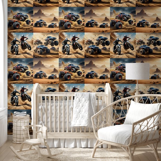 Monster-Lkw und Motorräder, Tapete (Kinder)