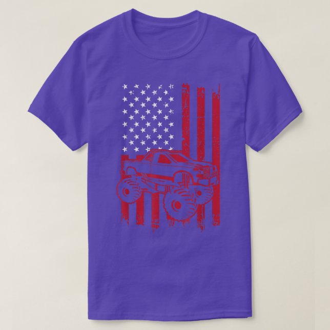 Monster-LKW Vintag - US-amerikanische Außenflagge T-Shirt (Design vorne)