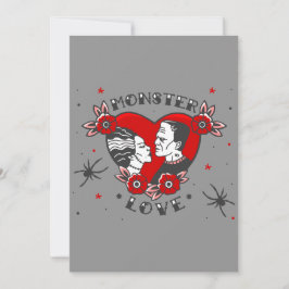 monster love rockabilly frankenstein valentine einladung