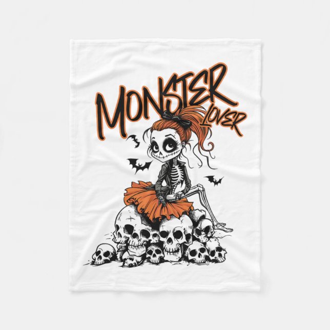 Monster Lover Fun Skeleton Ghoul Niedlicher Vintag Fleecedecke (Vorderseite)