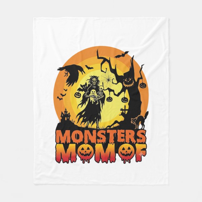 Monster-Mama Halloween-Monster-Geist Skelett Spoo Fleecedecke (Vorderseite)