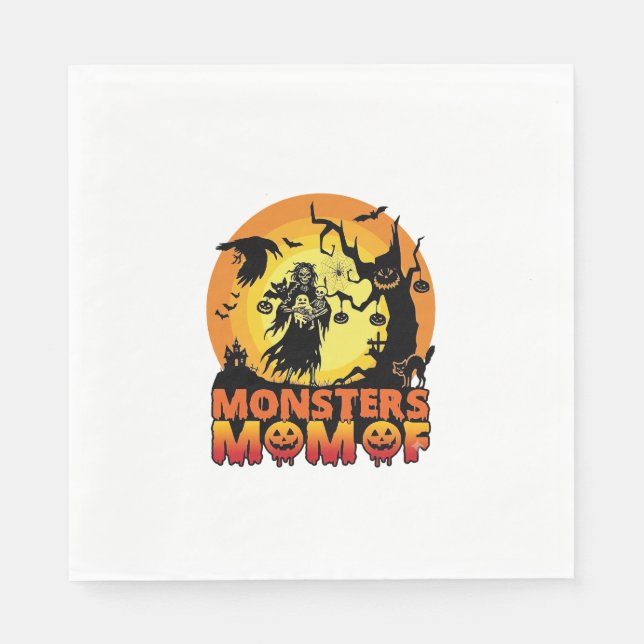 Monster-Mama Halloween-Monster-Geist Skelett Spoo Serviette (Vorderseite)