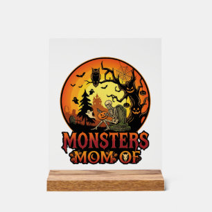Monster-Mama Halloween-Skelett-Kürbis-Eule Gruseli Acrylschild