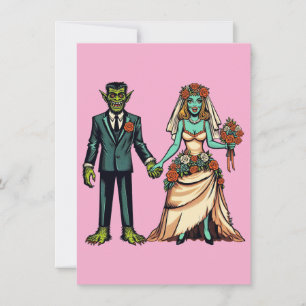 Monster Man & Monster Frau Braut und Gräuelkunst Einladung