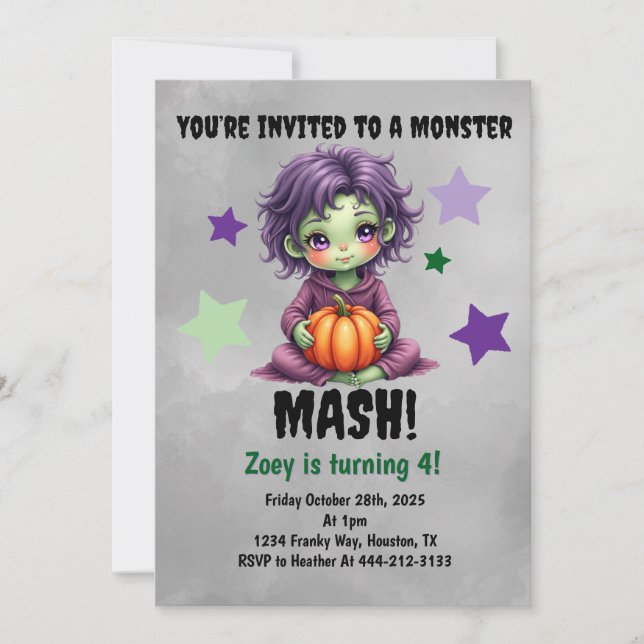 Monster Mash Birthday Party Einladung (Vorderseite)