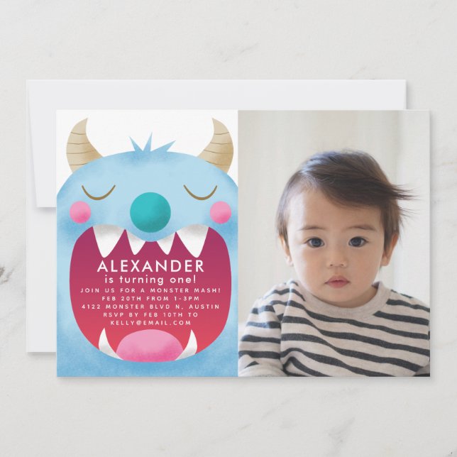 Monster Mash Geburtstagsparty Foto Einladung (Vorderseite)