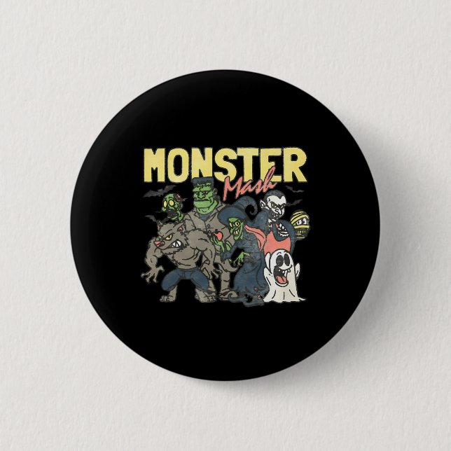 Monster Mash glücklich Halloween Spooky Season Tri Button (Vorderseite)