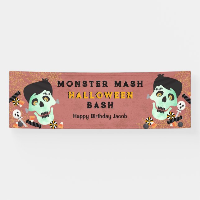 Monster Mash Halloween Geburtstagsparty Banner (Horizontal)