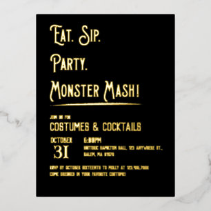 Monster Mash Halloween-Party Folie Einladungspostkarte