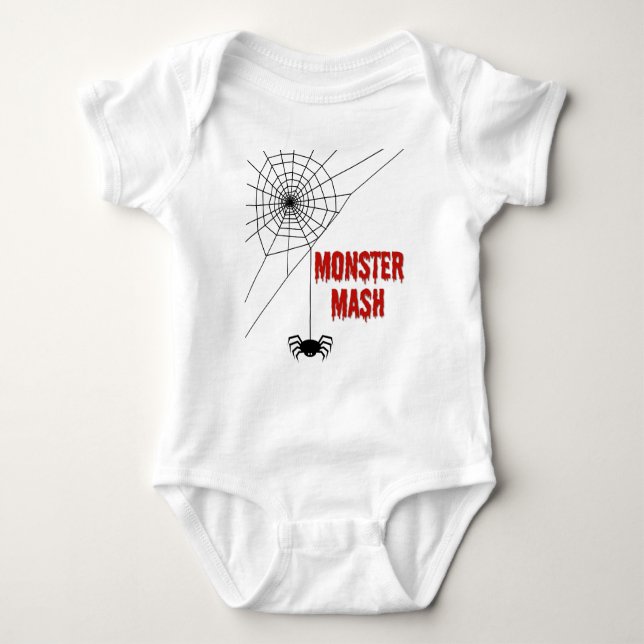 Monster Mash Halloween Spinnennetz Baby Strampler (Vorderseite)
