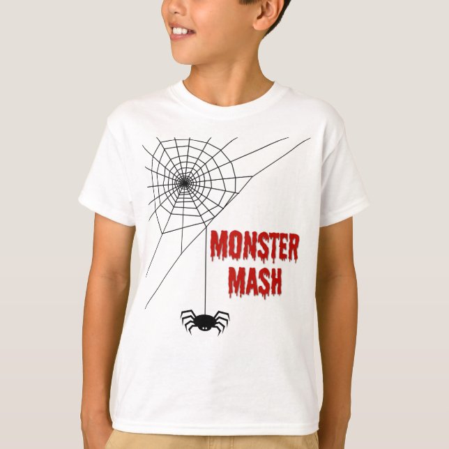 Monster Mash Halloween Spinnennetz T-Shirt (Vorderseite)