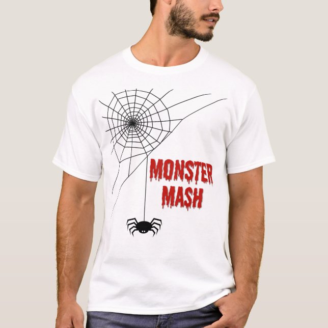 Monster Mash Halloween Spinnennetz T-Shirt (Vorderseite)