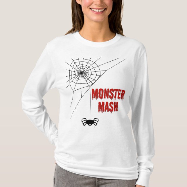 Monster Mash Halloween Spinnennetz T-Shirt (Vorderseite)