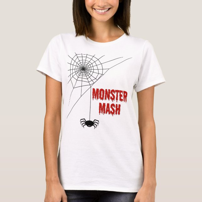 Monster Mash Halloween Spinnennetz T-Shirt (Vorderseite)
