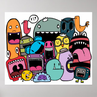 Monster Mash Hip Hop Rag Wand Kunstposter Poster