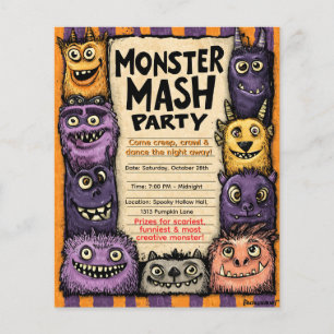 "Monster Mash Party" mit Niedlichen Monstern Flyer