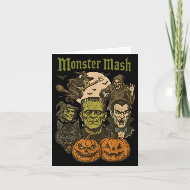 Monster Mash Retro Halloween Funny Monster Soky Wo Karte (Vorderseite)