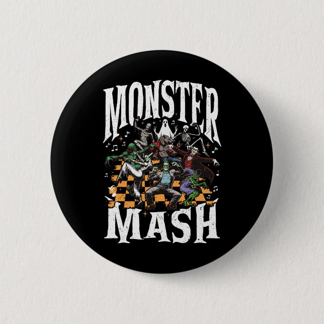 Monster Mash Retro Halloween Funny Monster Spooky Button (Vorderseite)