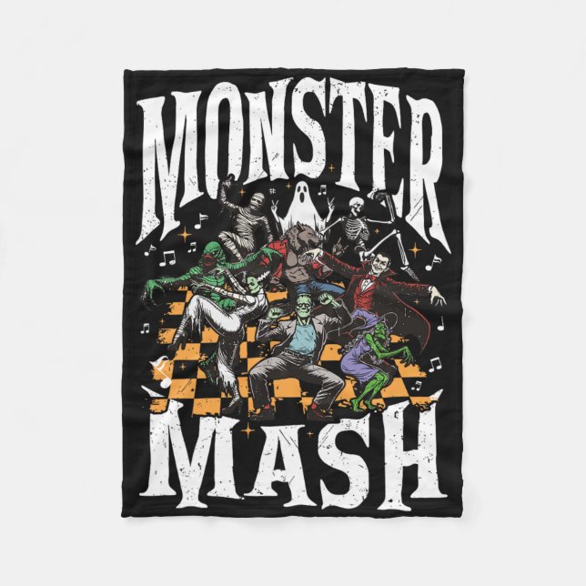Monster Mash Retro Halloween Funny Monster Spooky Fleecedecke (Vorderseite)
