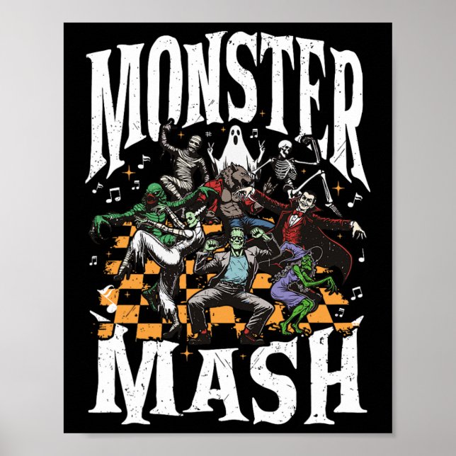 Monster Mash Retro Halloween Funny Monster Spooky Poster (Vorne)