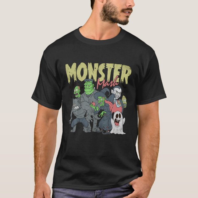Monster Mash Retro Halloween Funny Monster Spooky T-Shirt (Vorderseite)