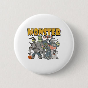 Monster Mash Vintag Ghost Halloween Funny Button