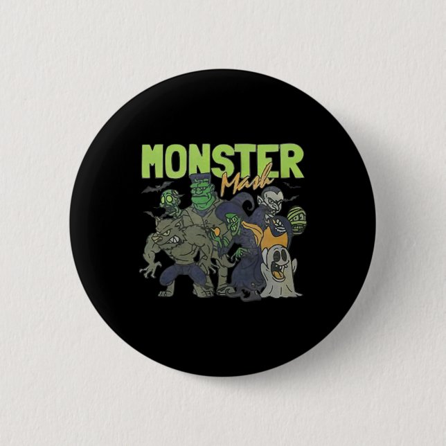 Monster Mash Vintag Ghost Halloween Funny Button (Vorderseite)