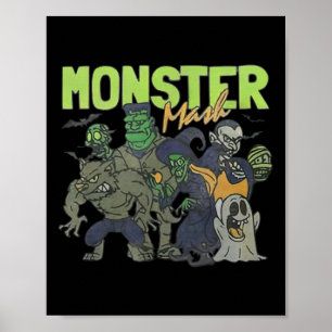 Monster Mash Vintag Ghost Halloween Funny Poster