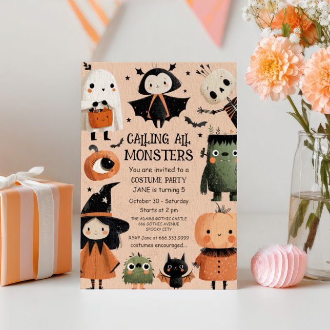 Monster Mash Whimsical Halloween Geburtstagsparty Einladung (Von Creator hochgeladen)
