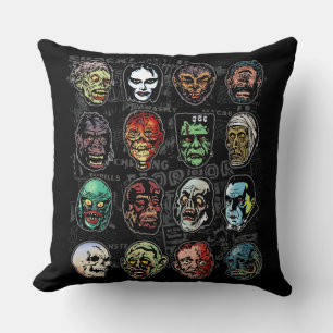 Monster Masken Retro Horror Kissen (Farbe)