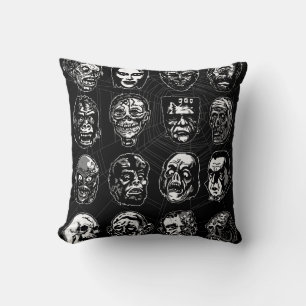 Monster-Masken-Wurfkissen – Retro-Horror-Porträt Kissen