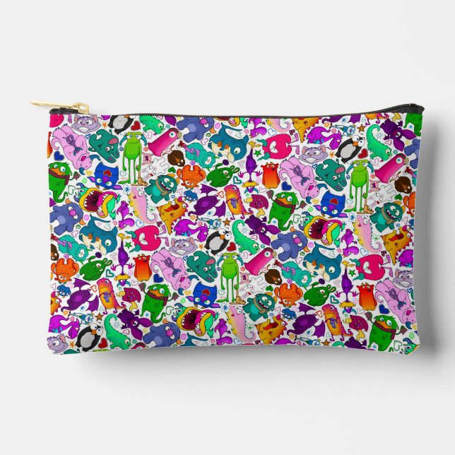 Monster Menagerie Pattern 1, tote bag Zubehörtasche (Vorderseite)