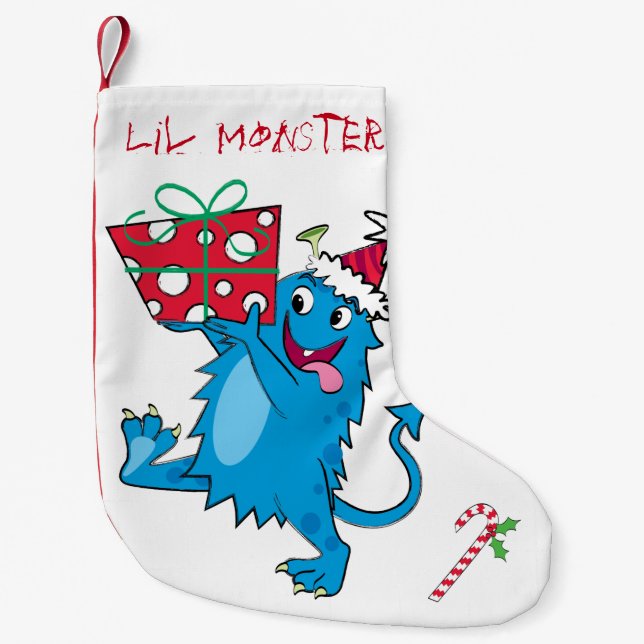 Monster mit Weihnachtsgeschenk Kleiner Weihnachtsstrumpf (Vorderseite)
