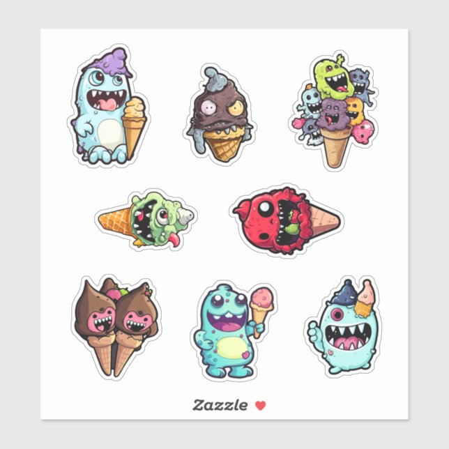 Monster Munchies Ice Cream Stickers pt 3 Aufkleber (Blatt)