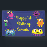 Monster Niedlich Funny Birthday Party Thema Banner<br><div class="desc">Feiern Sie mit diesem bezaubernden Thema Ihren ersten Geburtstag! Ideal für einen kleinen Jungen oder ein Mädchen,  der sich einen dreht! Dieses lustige Party hat fantasievolle Monster aller Art,  die sich perfekt für ein 1.</div>
